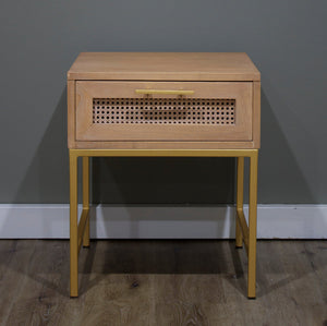Hudson Furniture Mala Timber And Rattan Bedside Table