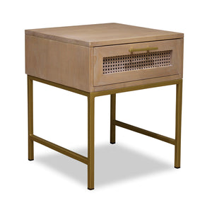 Hudson Furniture Mala Timber And Rattan Bedside Table