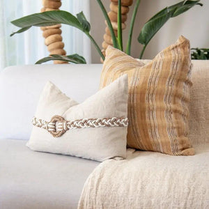 Bandhini Design Weave Tweed Warwickshire Natural Lounge Cushion