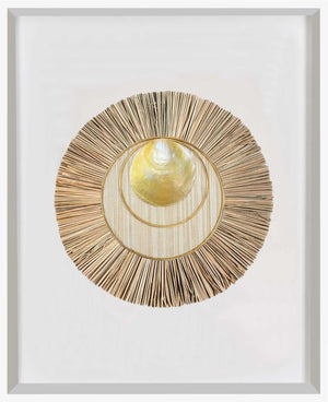 Bandhini Design African Shell Disc and Wood Sticks Artwork 67 x 85 cm