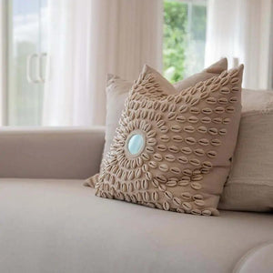 Bandhini Design Shell Kauri Mirror Natural Medium Cushion