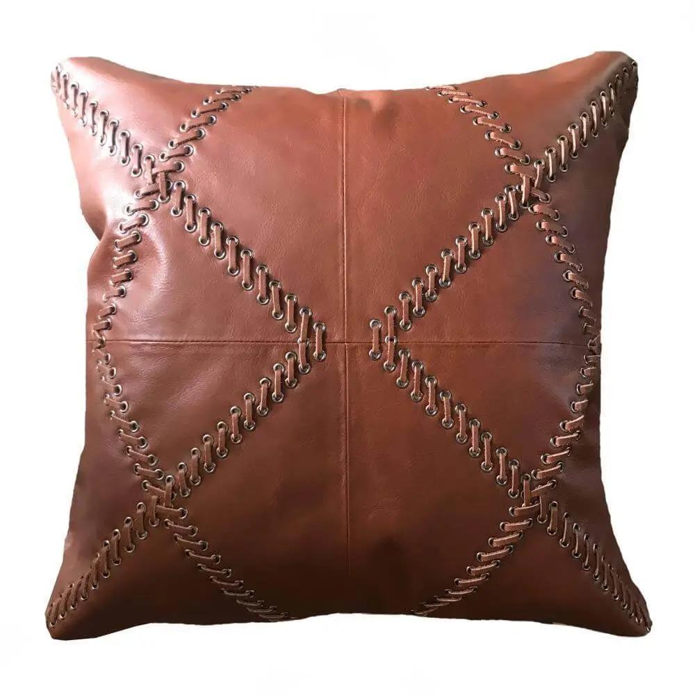 Bandhini Design Leather Crop Pattern Lounge Cushion