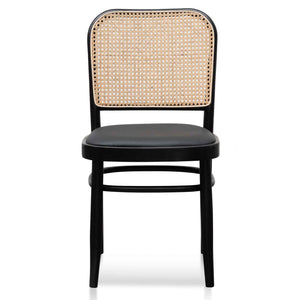 Calibre Furniture Bonilla Black Cushion Dining Chair - Natural Rattan