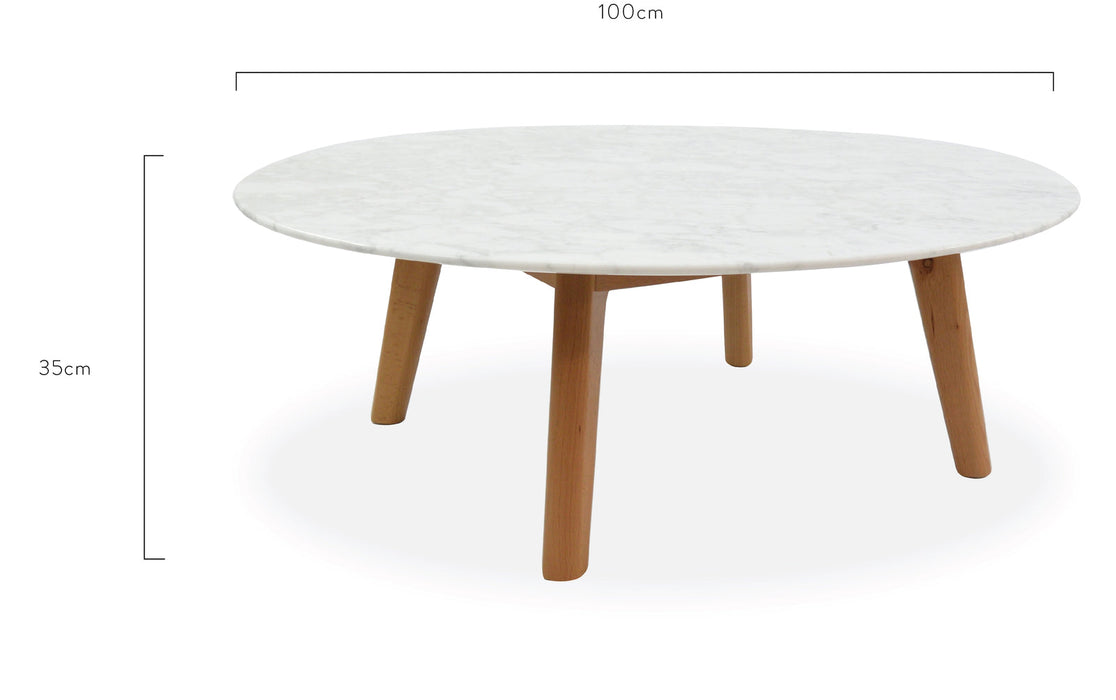 Calibre Furniture Hunter 100cm Round Marble Coffee Table - Natural