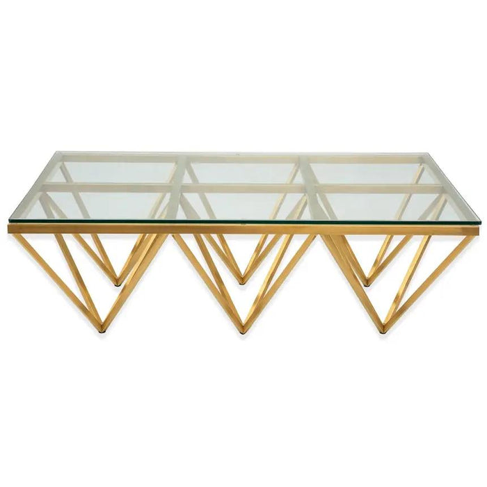 Calibre Furniture Tafari 1.2m Coffee Table - Glass Top - Brushed Gold Base