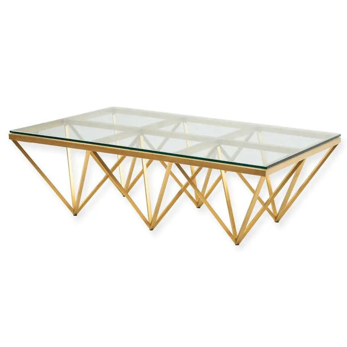 Calibre Furniture Tafari 1.2m Coffee Table - Glass Top - Brushed Gold Base