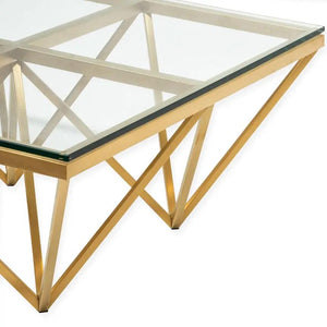 Calibre Furniture Tafari 1.2m Coffee Table - Glass Top - Brushed Gold Base