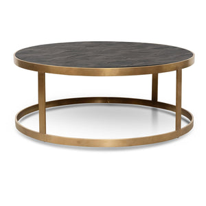 Calibre Furniture Alenzo Round Coffee Table - Black - Golden Base