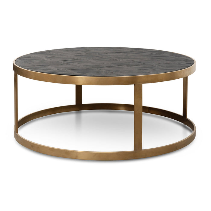 Calibre Furniture Alenzo Round Coffee Table - Black - Golden Base