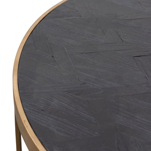 Calibre Furniture Alenzo Round Coffee Table - Black - Golden Base