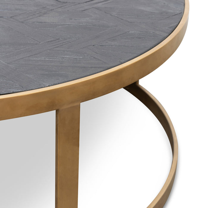 Calibre Furniture Alenzo Round Coffee Table - Black - Golden Base