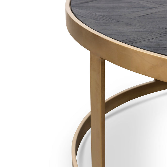 Calibre Furniture Alenzo Round Coffee Table - Black - Golden Base