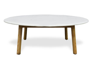 Calibre Furniture Hunter 100cm Round Marble Coffee Table - Natural