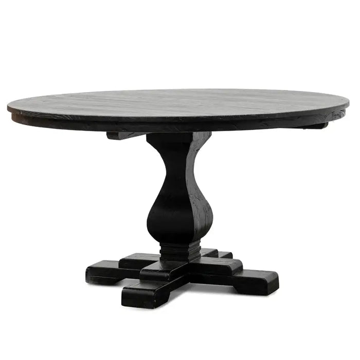 Calibre Furniture Gene Reclaimed Wood 1.4m Round Dining Table - Rustic Black