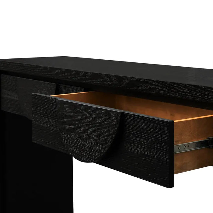 Calibre Furniture Bonnie 140cm Wooden Console Table with Drawers - Textured Espresso Black