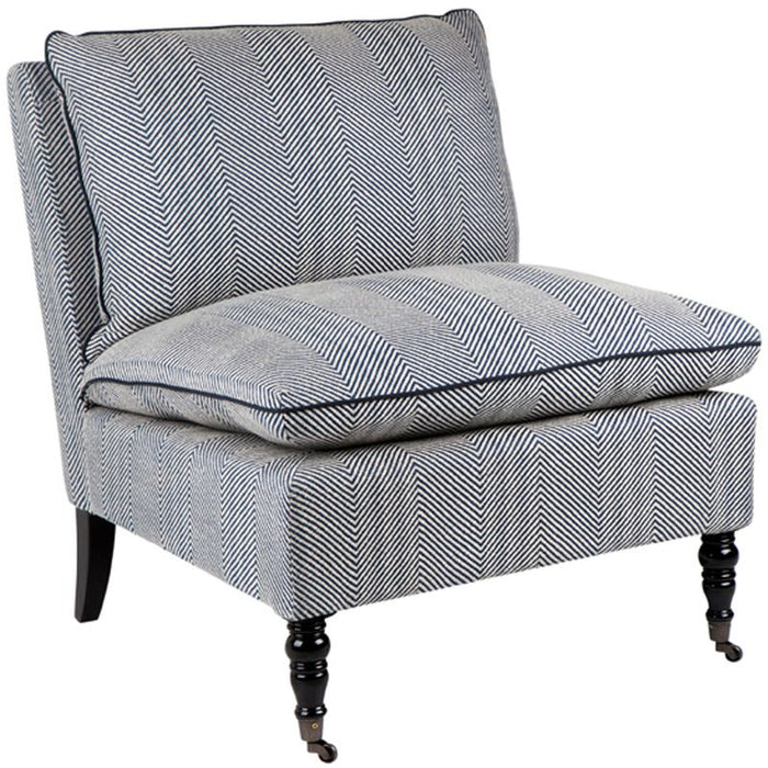 Cafe Lighting and Living Candace Occasional Chair - Chevron Blue Linen