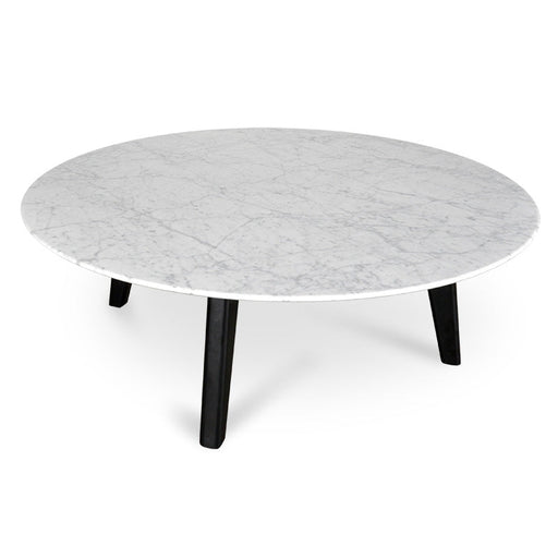 Calibre Furniture Hunter 100cm Round Marble Coffee Table with Black Legs