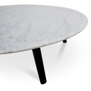 Calibre Furniture Hunter 100cm Round Marble Coffee Table with Black Legs