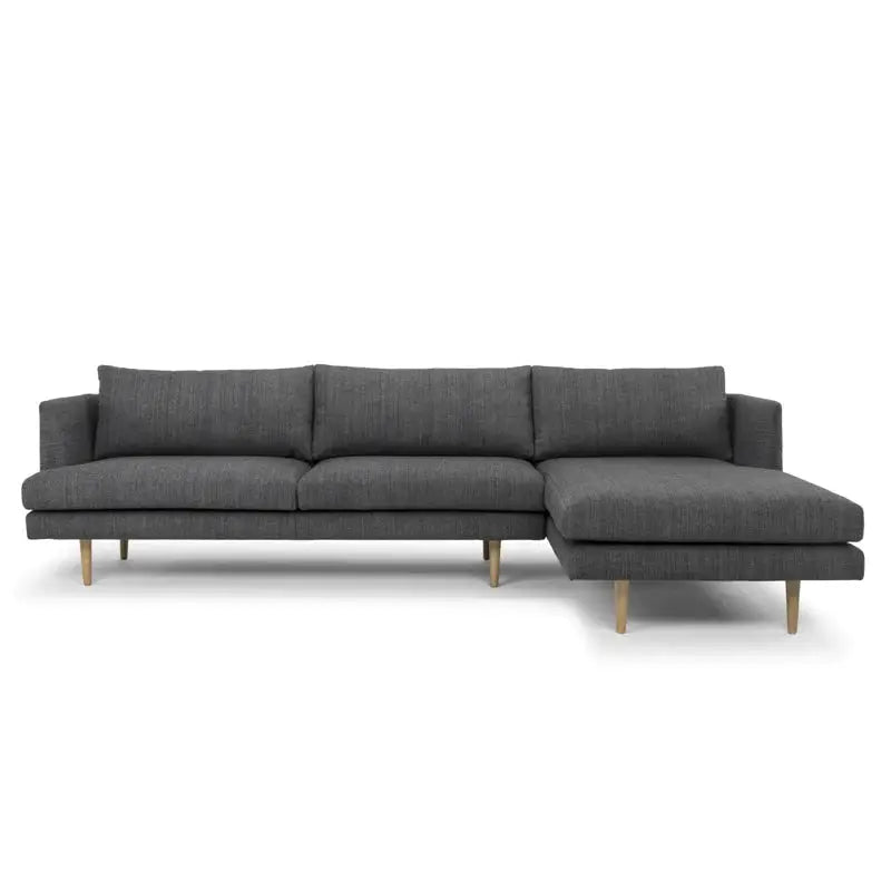 Calibre Furniture Denmark 3 Seater Fabric Sofa With Right Chaise - Metal Grey