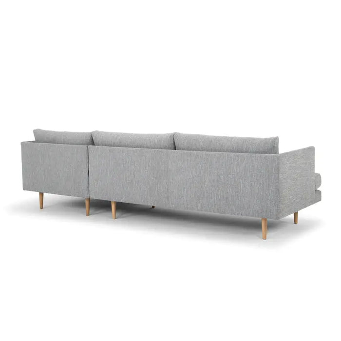 Calibre Furniture Denmark 3 Seater Right Chaise Fabric Sofa - Graphite Grey with Natural Legs