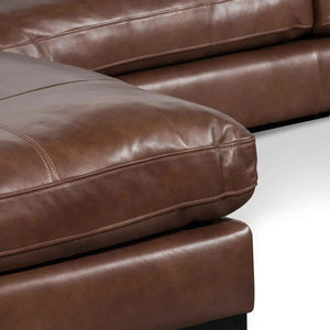 Calibre Furniture 4 Seater Left Chaise Leather Sofa - Mocha Brown