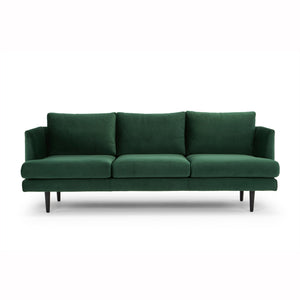 Calibre Furniture 3 Seater Sofa - Velvet Green - Black Legs