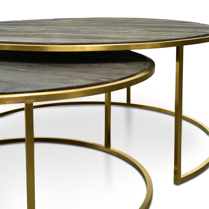 Calibre Furniture Alenzo Nested Coffee Table - Natural - Golden Base