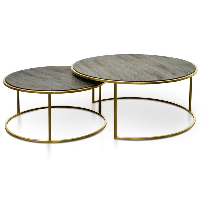 Calibre Furniture Alenzo Nested Coffee Table - Natural - Golden Base