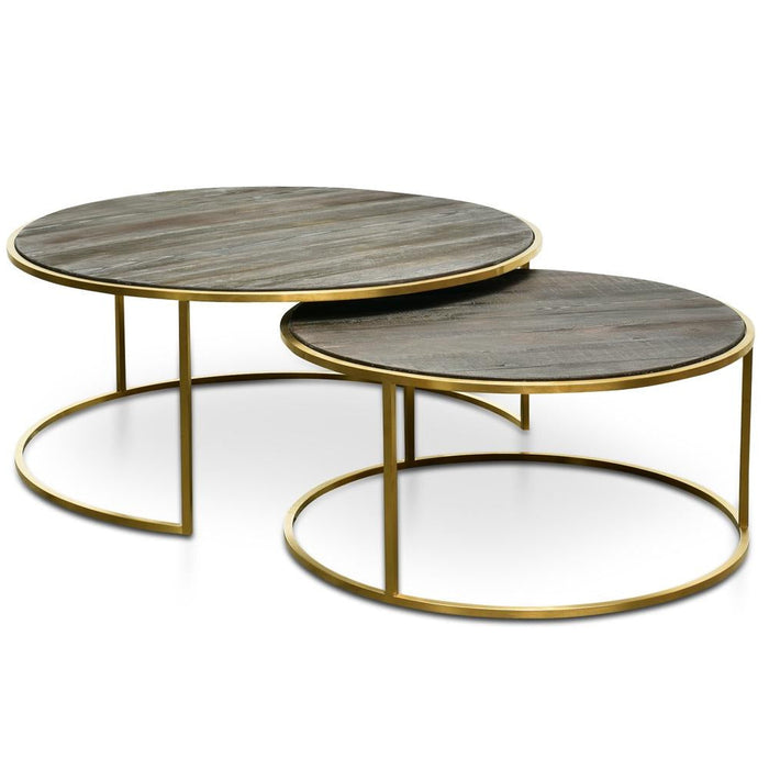 Calibre Furniture Alenzo Nested Coffee Table - Natural - Golden Base