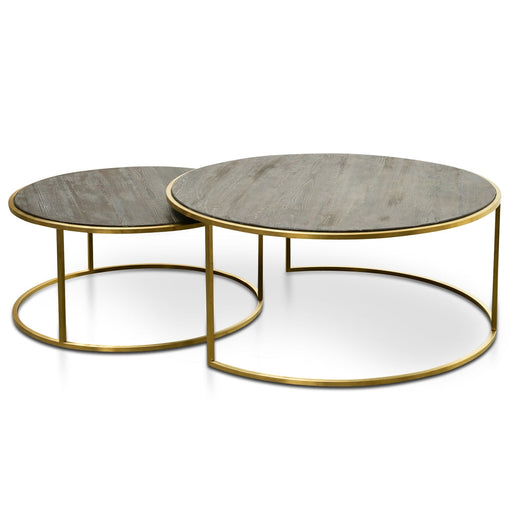 Calibre Furniture Alenzo Nested Coffee Table - Natural - Golden Base