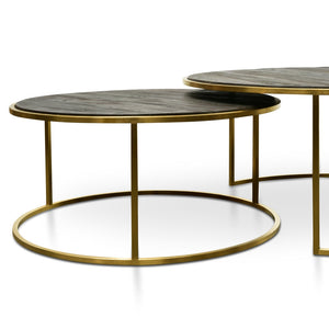 Calibre Furniture Alenzo Nested Coffee Table - Natural - Golden Base
