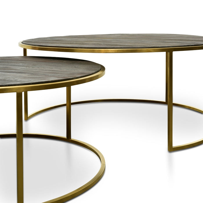 Calibre Furniture Alenzo Nested Coffee Table - Natural - Golden Base