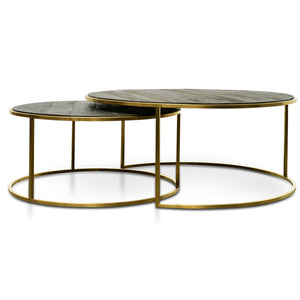 Calibre Furniture Alenzo Nested Coffee Table - Natural - Golden Base