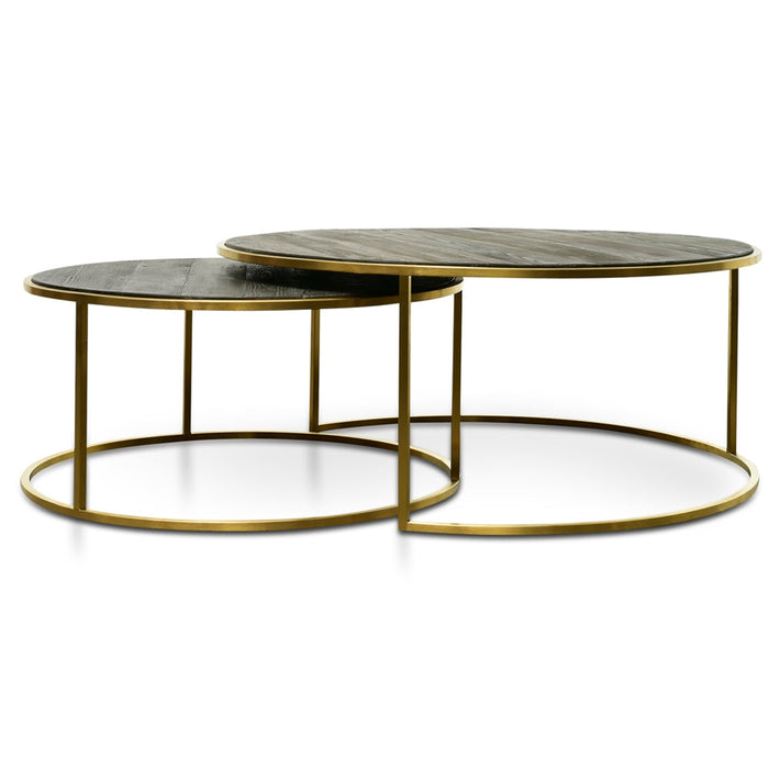 Calibre Furniture Alenzo Nested Coffee Table - Natural - Golden Base