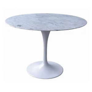 Calibre Furniture Tulip 120cm Round Marble Dining Table - Aluminium